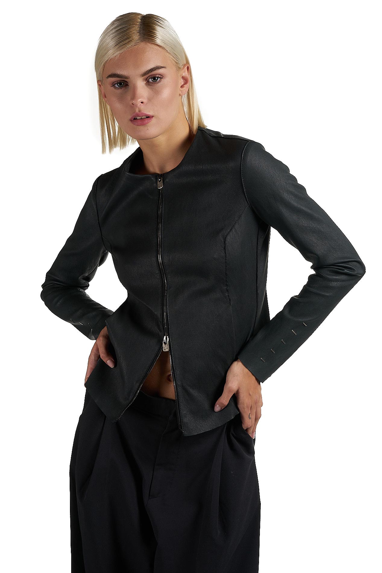 DANIELE BASTA LEATHER AND SILVER JACKET 